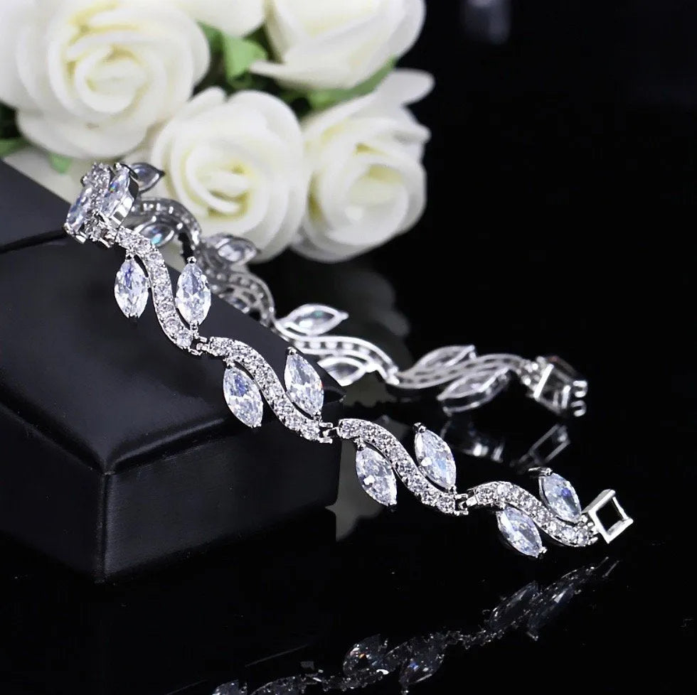 Wedding Jewelry - Cubic Zirconia Bridal Bracelet - Available in Silver, Rose Gold and Yellow Gold