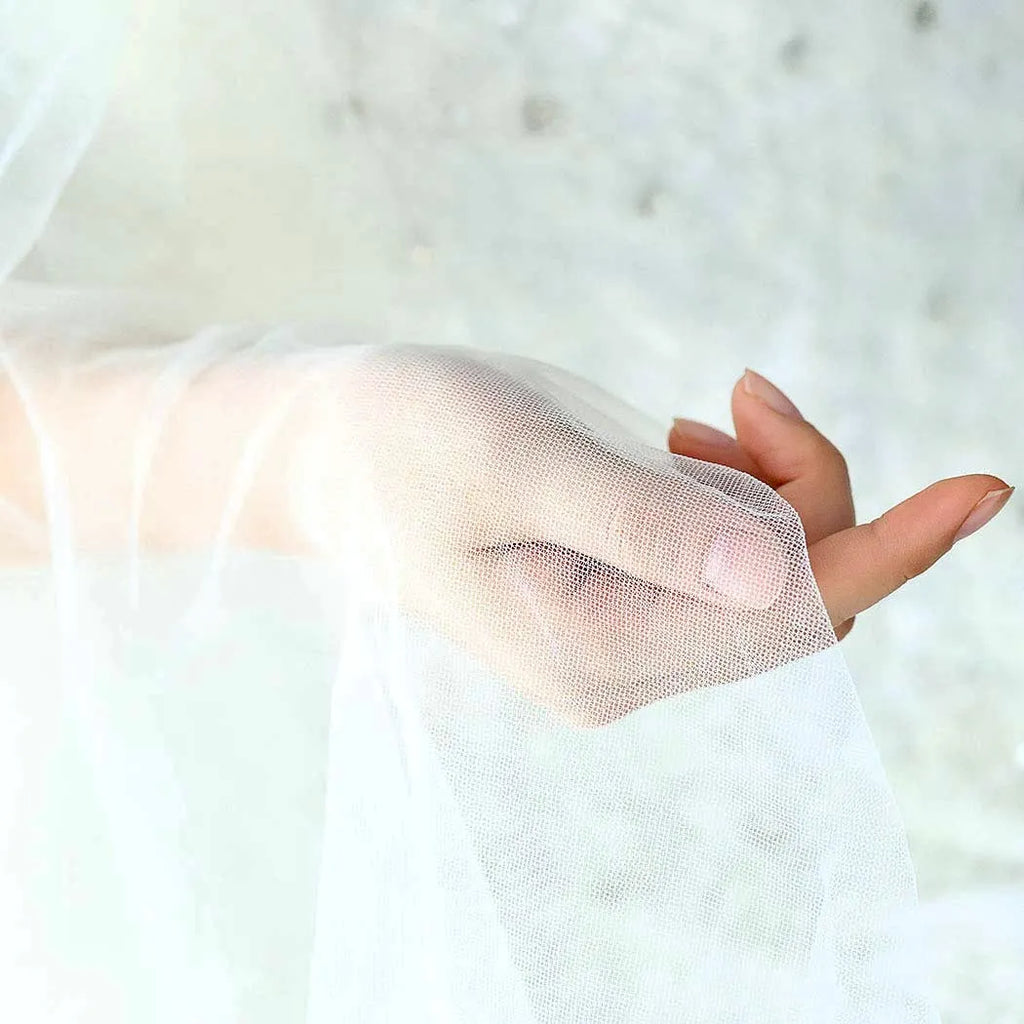 Wedding Veils - Raw- Edge 2-Tier Fingertip Bridal Veil - Available in White, Off-White and Ivory
