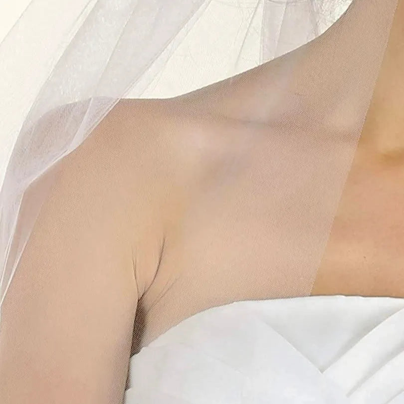 Wedding Veils - Raw- Edge 2-Tier Fingertip Bridal Veil - Available in White, Off-White and Ivory