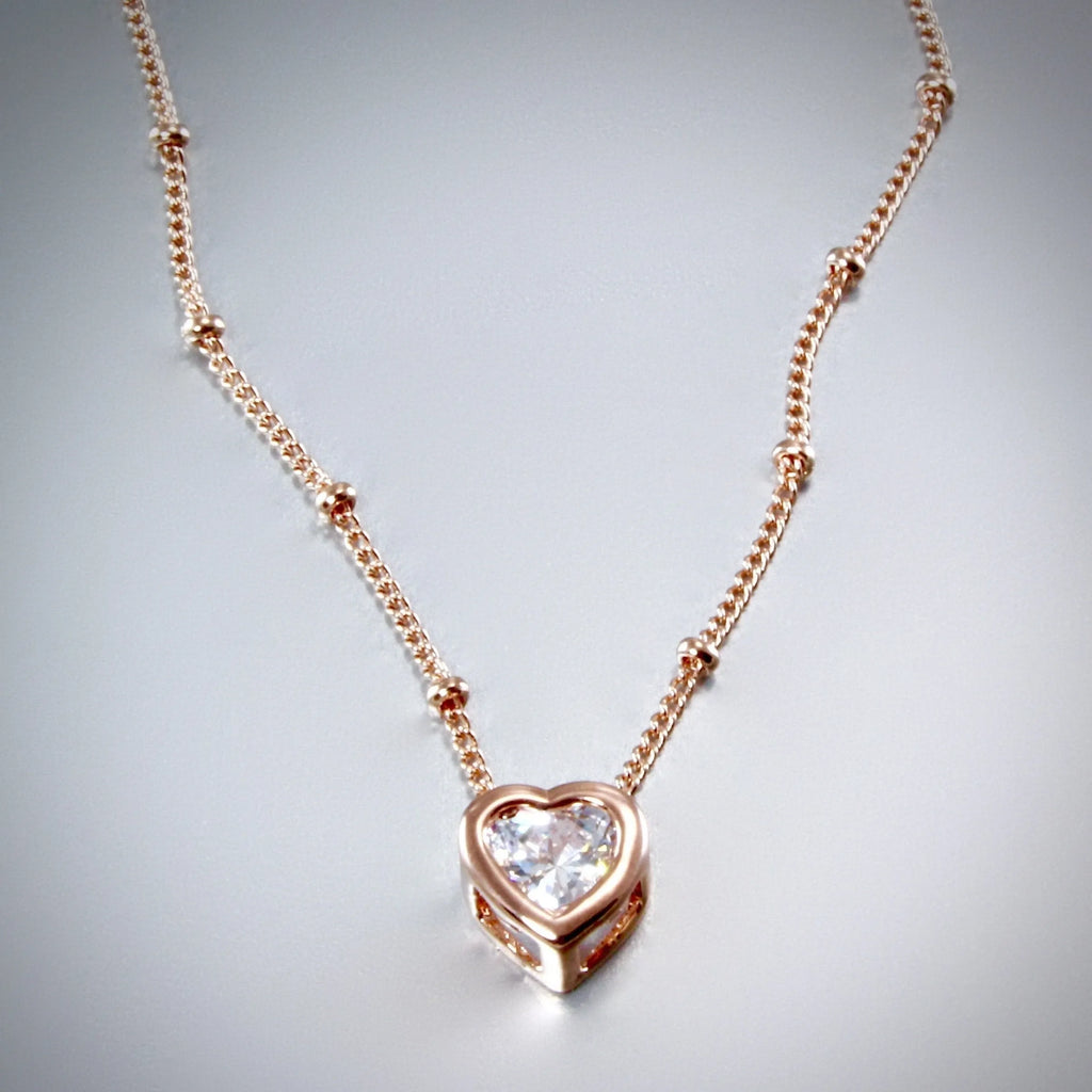"Amelia" - Bridal Heart Necklace - Available in Rose Gold, Silver and Yellow Gold