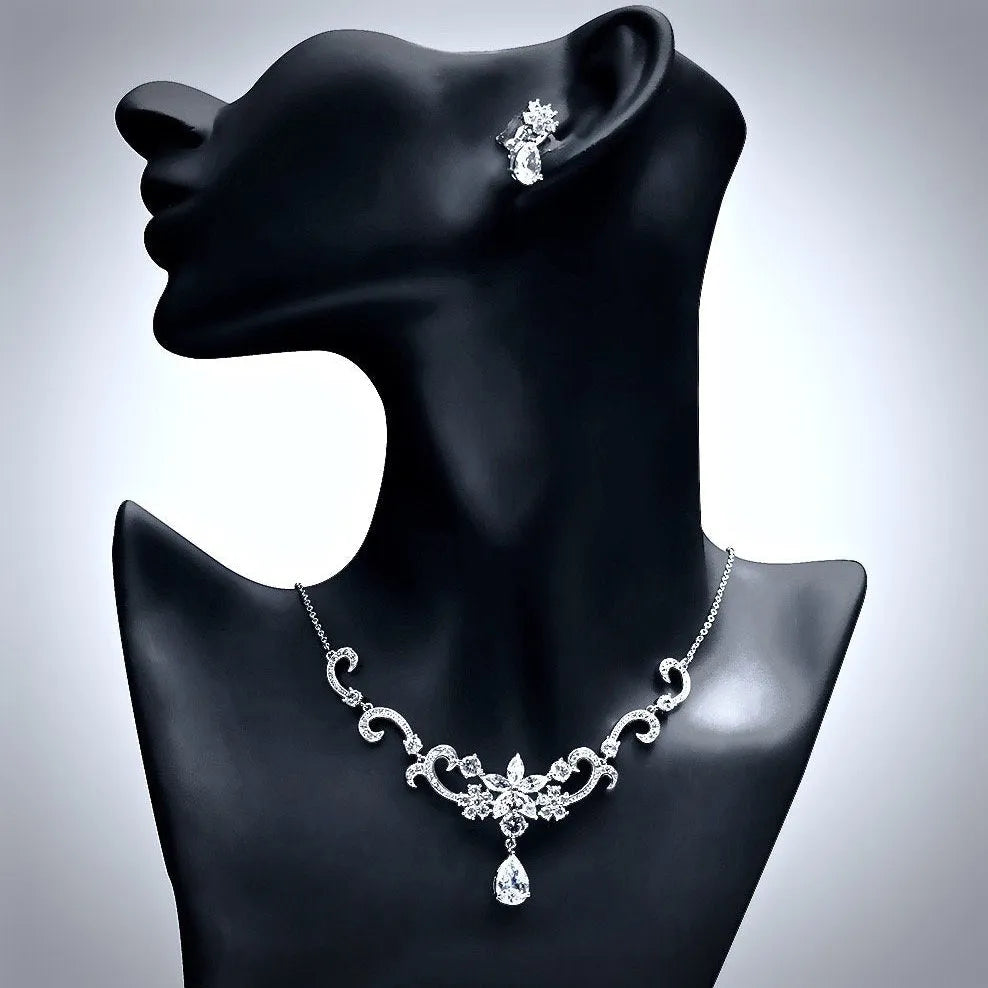 "Brooke" - Silver Cubic Zirconia Bridal Jewelry Set