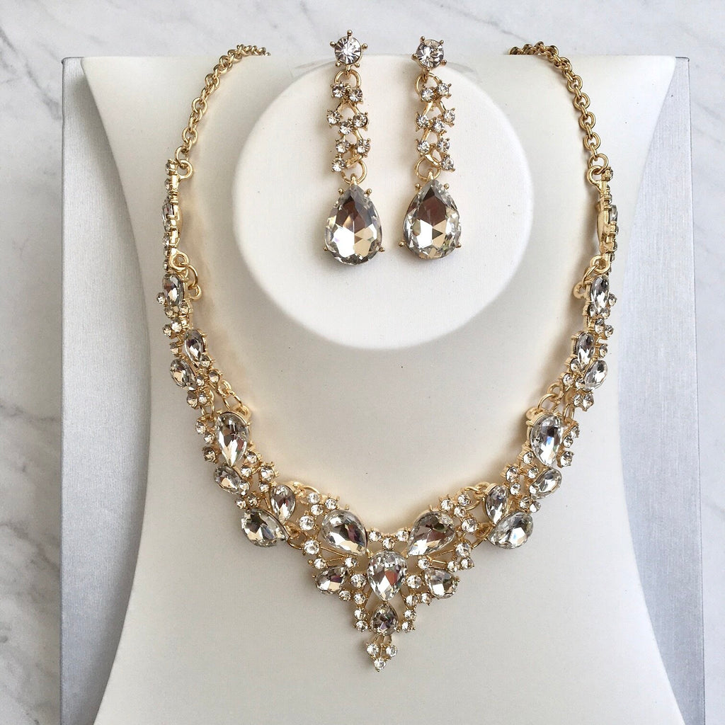 Wedding Jewelry and Accessories - Bridal 3-Piece Jewelry Set With Tiara - Available in Gold and Silver