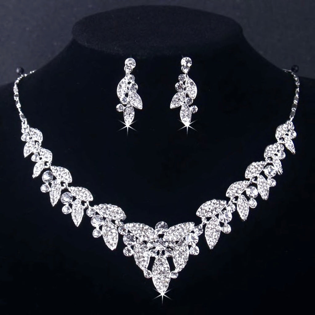 Wedding Jewelry and Accessories - Silver Cubic Zirconia 3-Piece Bridal Jewelry Set With Tiara