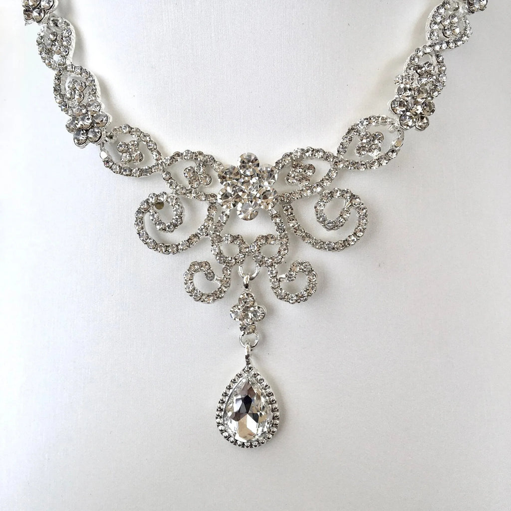 Wedding Jewelry and Accessories - Silver Cubic Zirconia 3-Piece Bridal Jewelry Set With Tiara