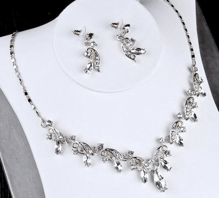 Wedding Jewelry and Accessories - Silver Cubic Zirconia 3-Piece Bridal Jewelry Set With Tiara