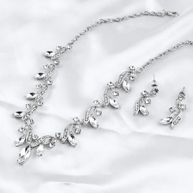 Wedding Jewelry and Accessories - Silver Cubic Zirconia 3-Piece Bridal Jewelry Set With Tiara