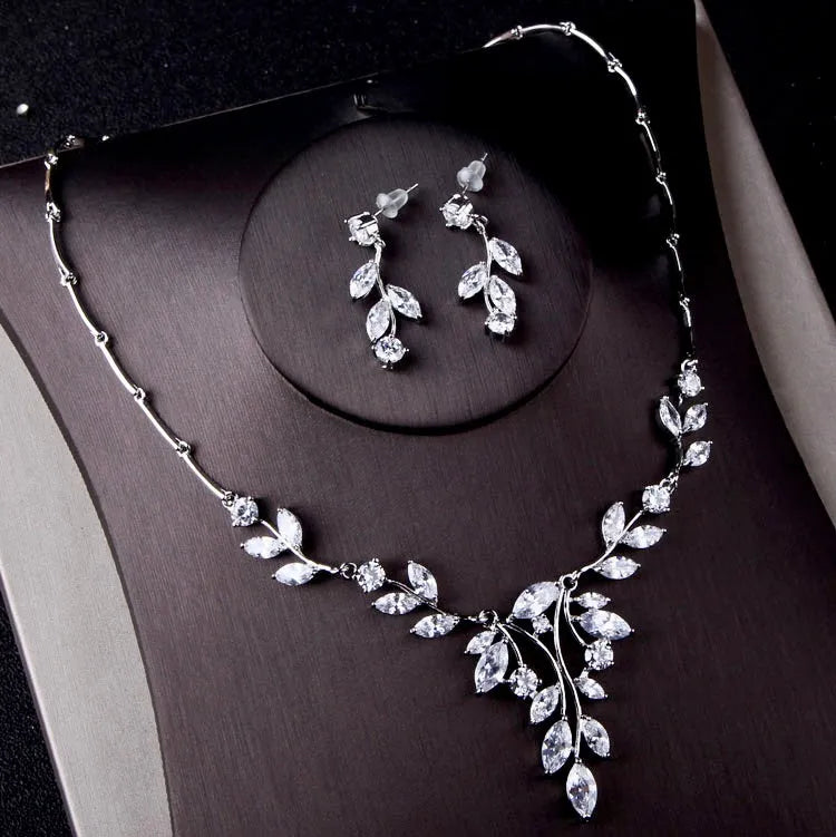 Wedding Jewelry - Cubic Zirconia Bridal 3-Piece Jewelry Set With Tiara