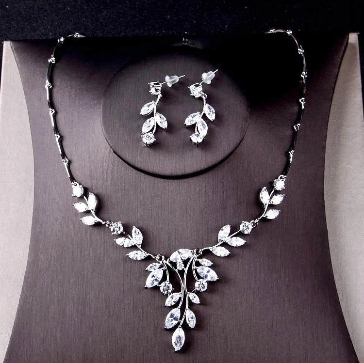 Wedding Jewelry - Cubic Zirconia Bridal 3-Piece Jewelry Set With Tiara