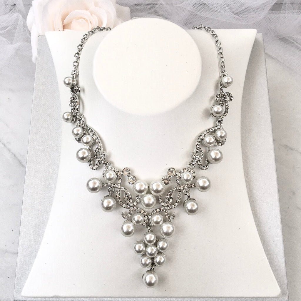 Wedding Jewelry and Accessories - Pearl 3-Piece Bridal Jewelry Set With Tiara