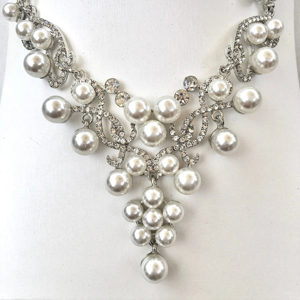 Wedding Jewelry and Accessories - Pearl 3-Piece Bridal Jewelry Set With Tiara