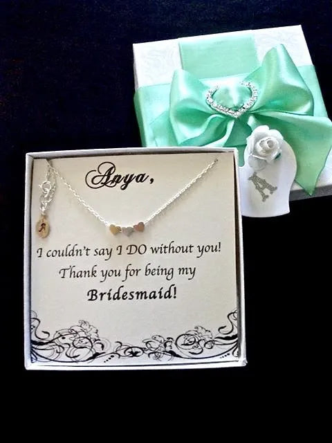 "Viola" - Mixed Metal Three Hearts Bridesmaids Necklace