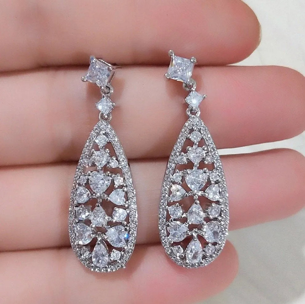 "Raquel" - Cubic Zirconia Bridal Earrings