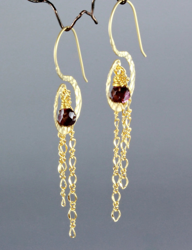 Wedding Jewelry - Garnet Bridal Earrings