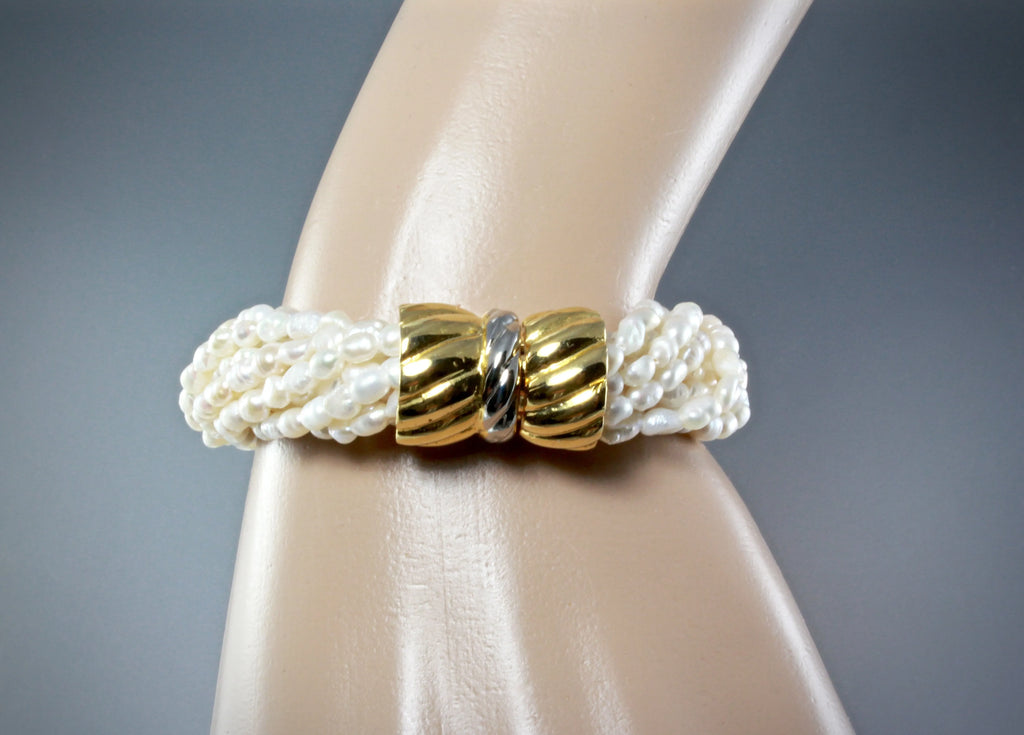 "London" - Multi-Strand Freshwater Pearl Bridal Bracelet  