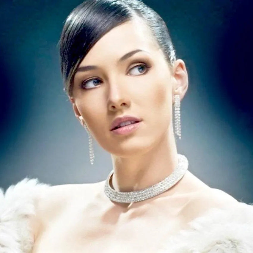 Wedding Jewelry - Silver Rhinestone Three-Piece Bridal Jewelry Set