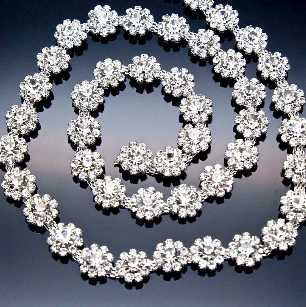 Wedding Accessories - Crystal Bridal Belt - Silver, Gold, Rose Gold Silver Crystal Applique 1yard/36"/91.5cm