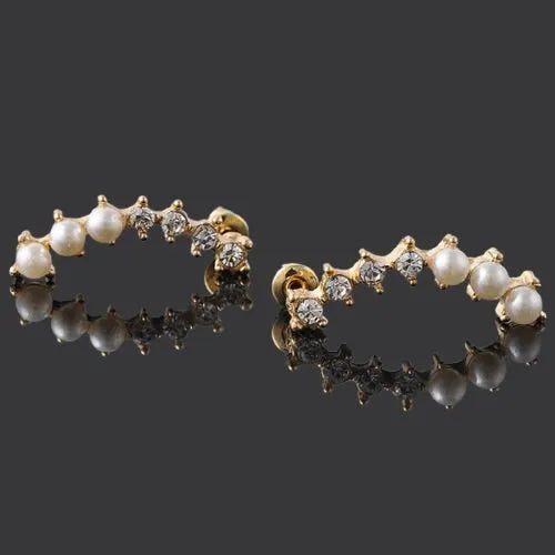 "Carly" - Pearl and Cubic Zirconia Bridal Earrings 