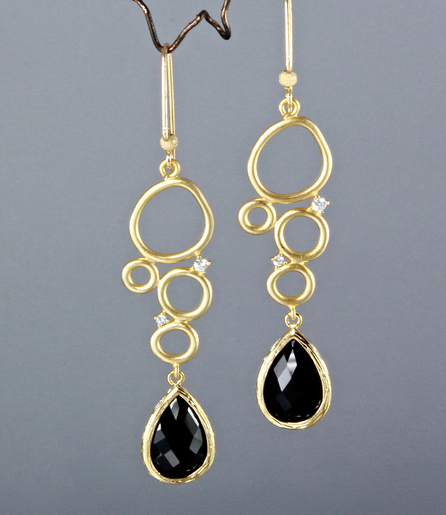 "Ella" - Black Onyx Drop Earrings 