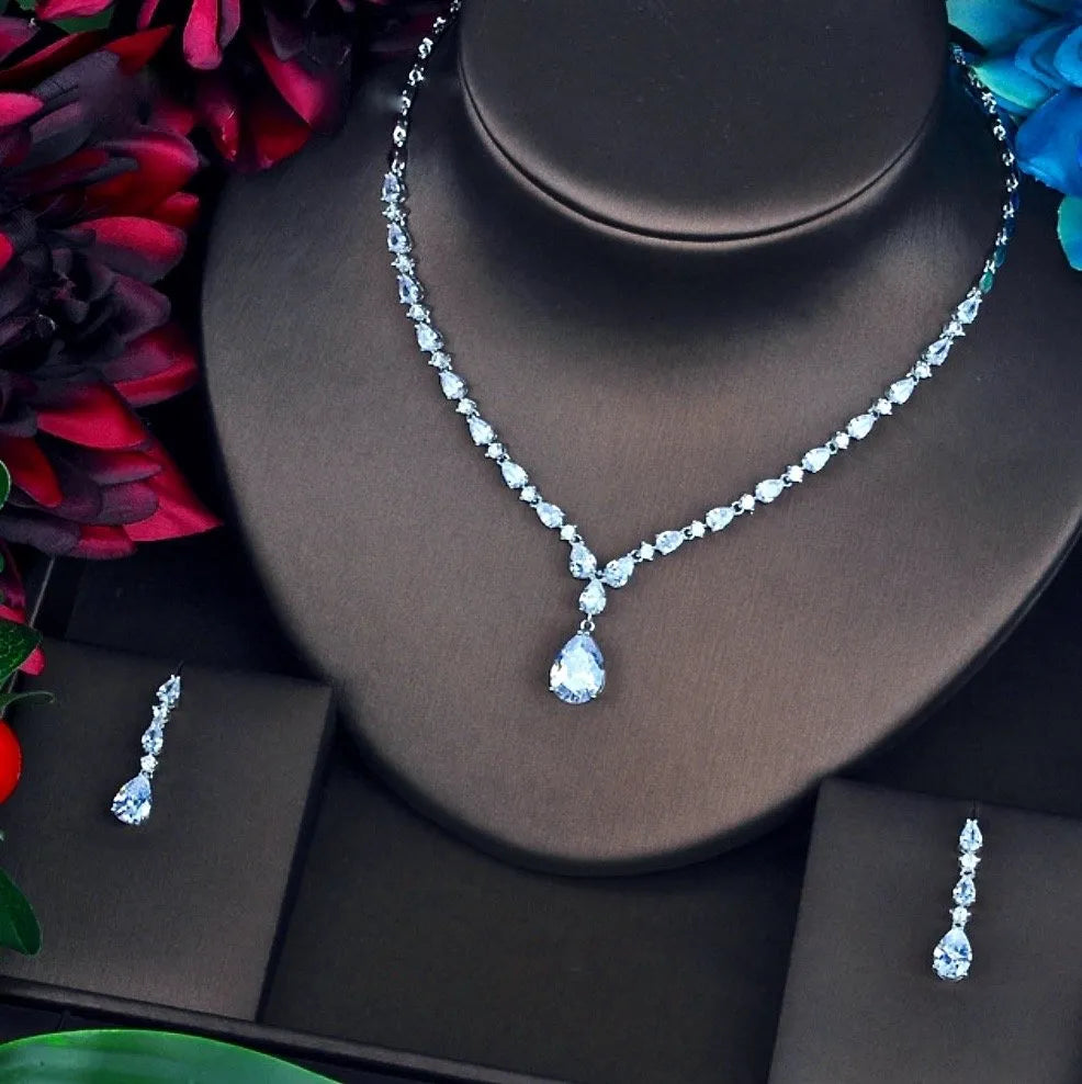 Wedding Jewelry - CZ Bridal Jewelry Set - Available in Silver, Rose Gold and Yellow Gold