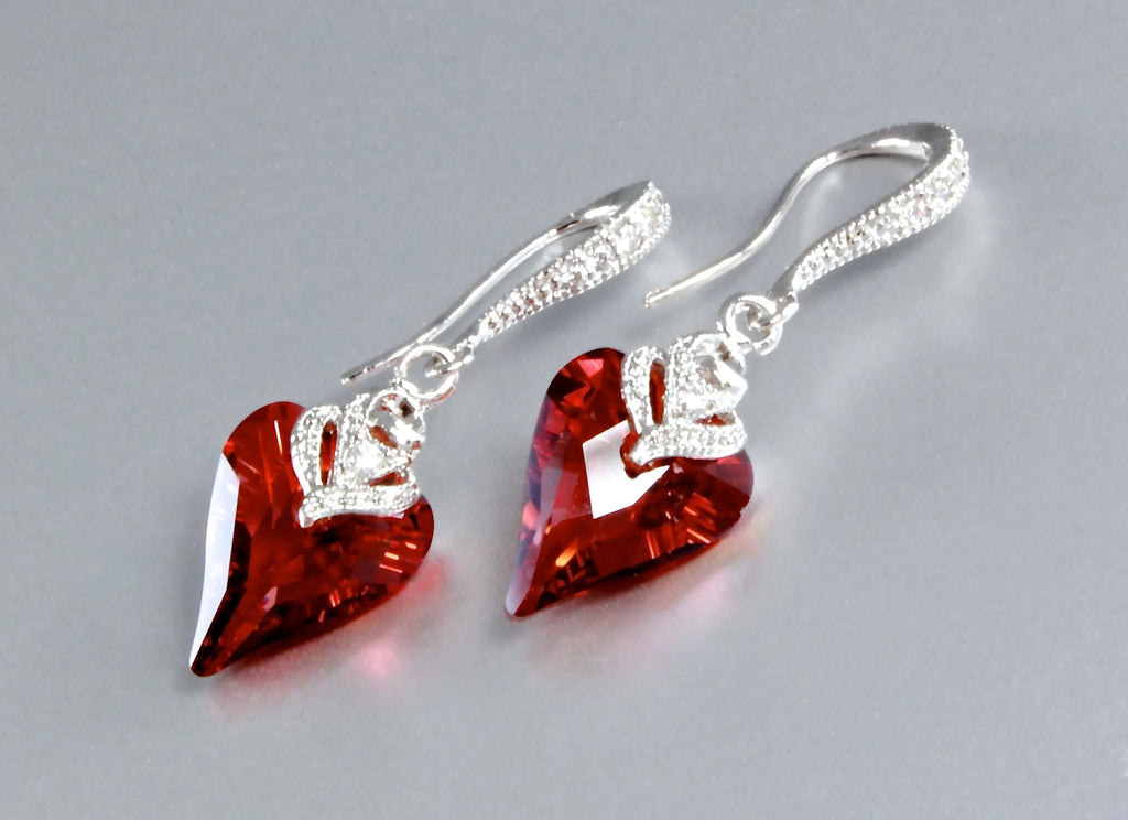 "Endless Love" - Red Wild Heart Swarovski Crystal Earrings