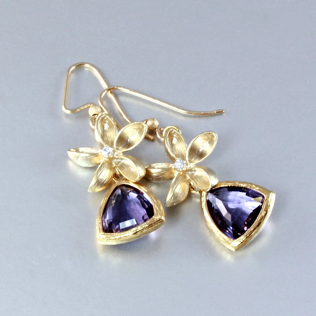 "Ariadna" - Lab-Created Tanzanite and 14K Gold-Filled Earrings