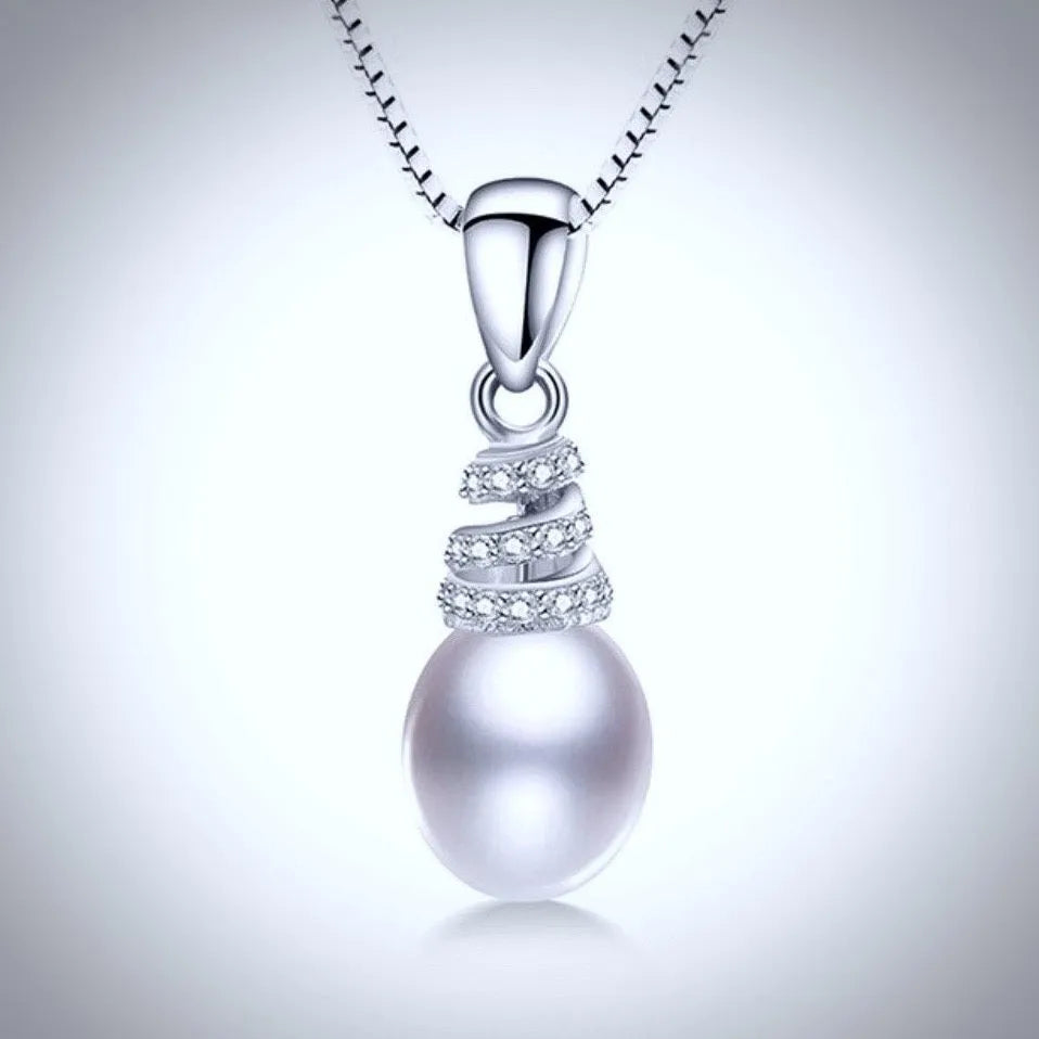 "Kalena" - Freshwater Pearl and Sterling Silver Bridal Necklace and Earrings Set