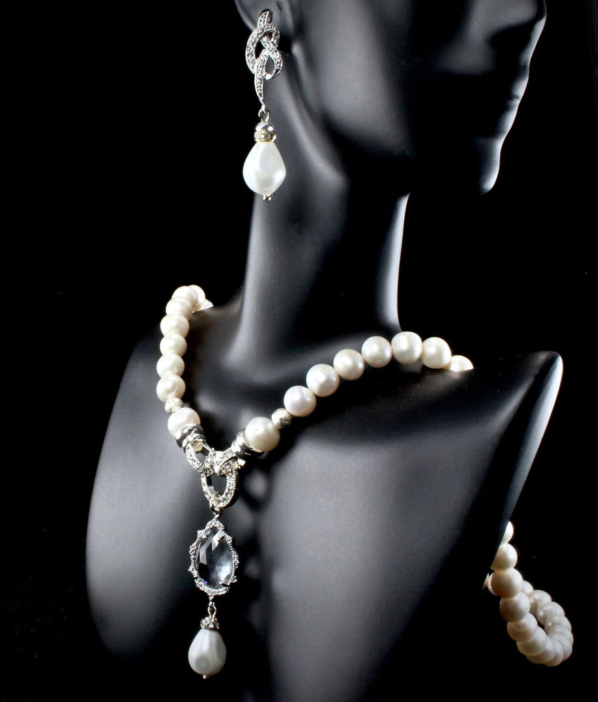 Pearl Wedding Jewelry - Freshwater Pearl Bridal 3-Piece Jewelry Set