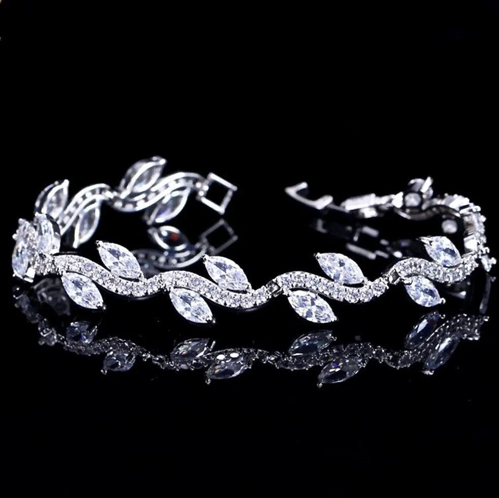 Wedding Jewelry - Cubic Zirconia Bridal Bracelet - Available in Silver, Rose Gold and Yellow Gold