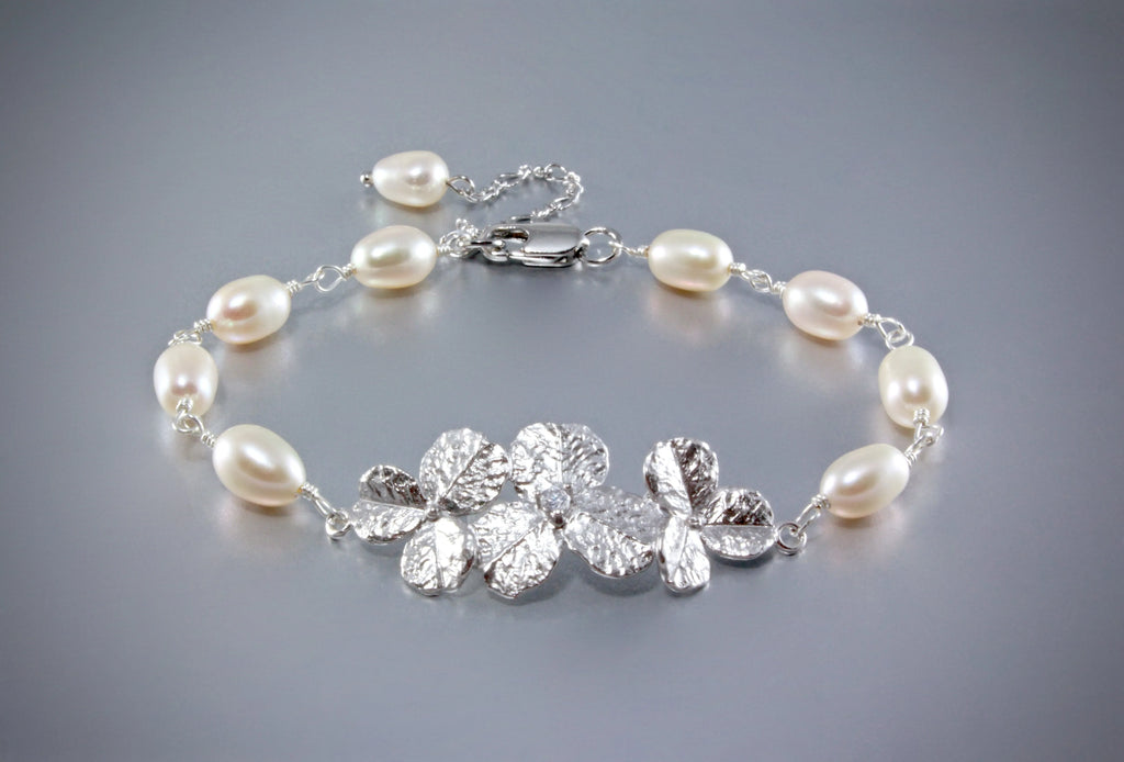 "Blush" - Pearl Bracelet/Earrings/Set - Available in Gold and Silver