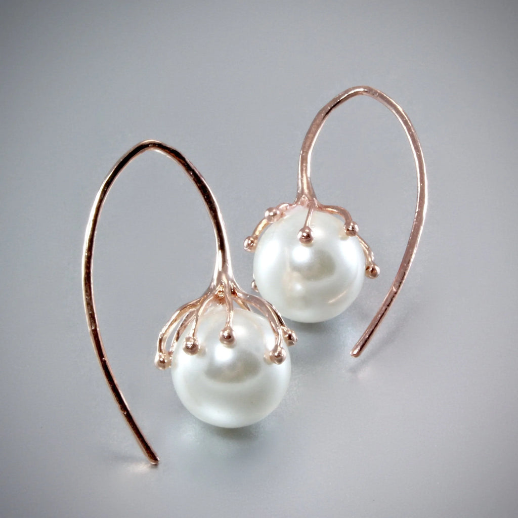 "Selena" - Pearl Bridal Earrings - Available in Rose Gold, Silver and Yellow Gold 