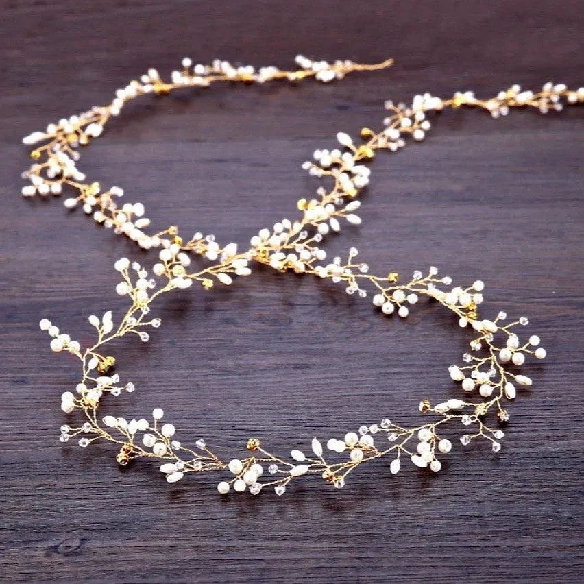 Wedding Hair Accessories - Pearl and Crystal Bridal Hair Vine - Available in Silver, Rose Gold and Yellow Gold