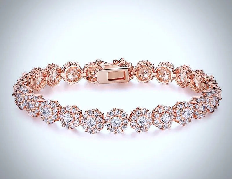 Wedding Jewelry - Cubic Zirconia Bridal Bracelet - Available in Rose Gold and Silver