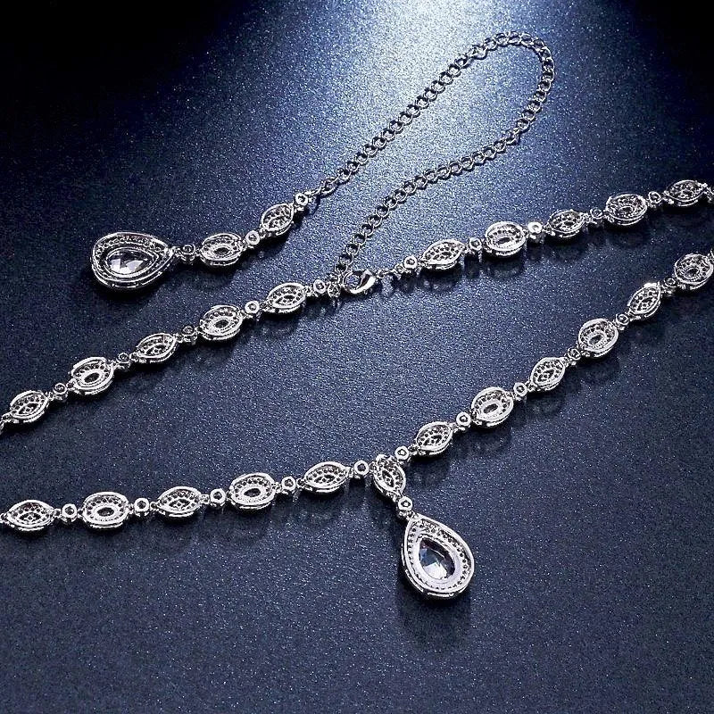 Wedding Jewelry - Cubic Zirconia Bridal Backdrop Necklace - Available in Rose Gold and Silver 