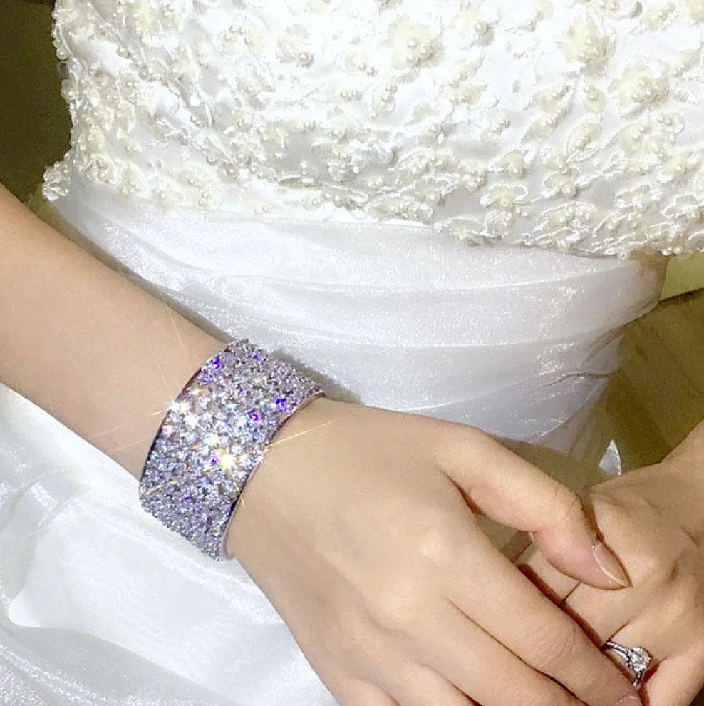 Wedding Jewelry - Cubic Zirconia Bridal Cuff Bracelet