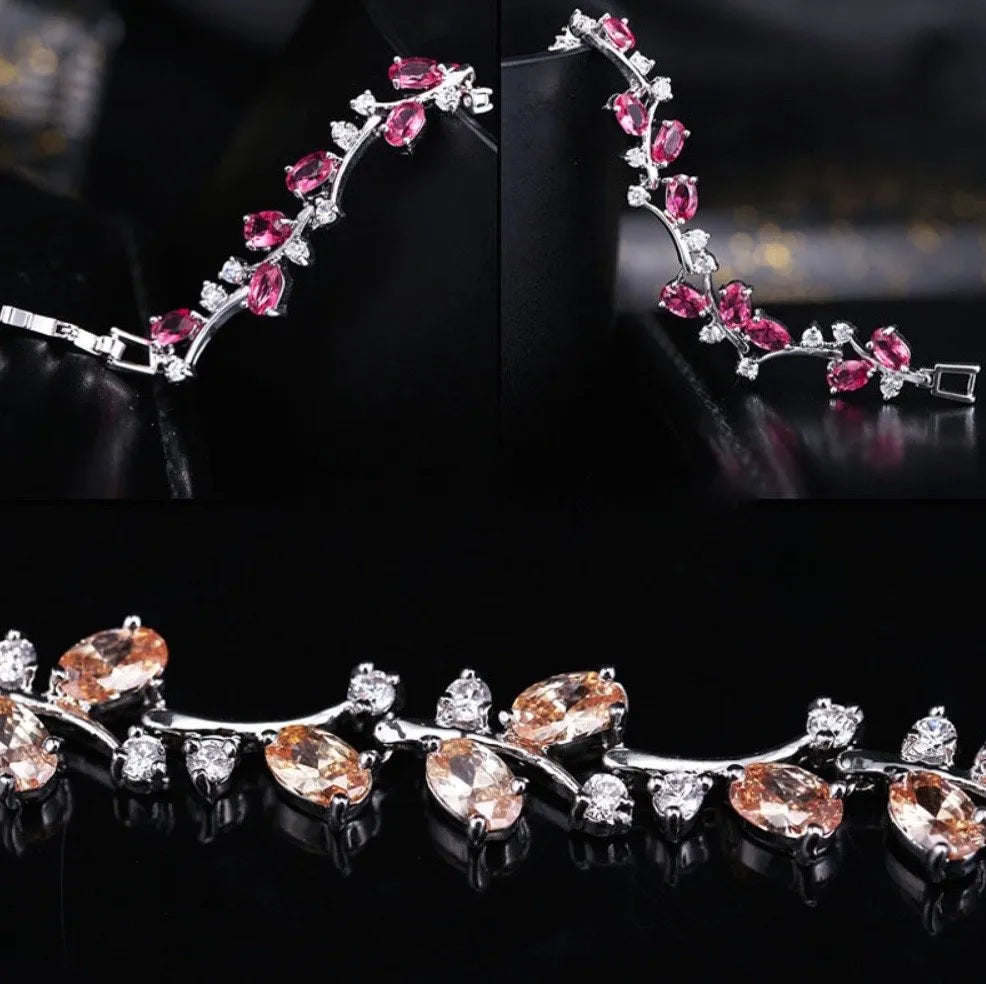 Wedding Jewelry - Cubic Zirconia Vine Bridal Bracelet - More colors available