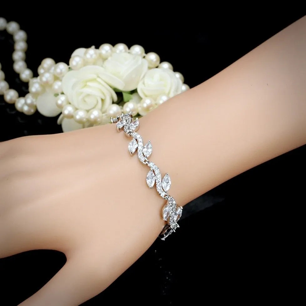 Wedding Jewelry - Cubic Zirconia Bridal Bracelet - Available in Silver, Rose Gold and Yellow Gold