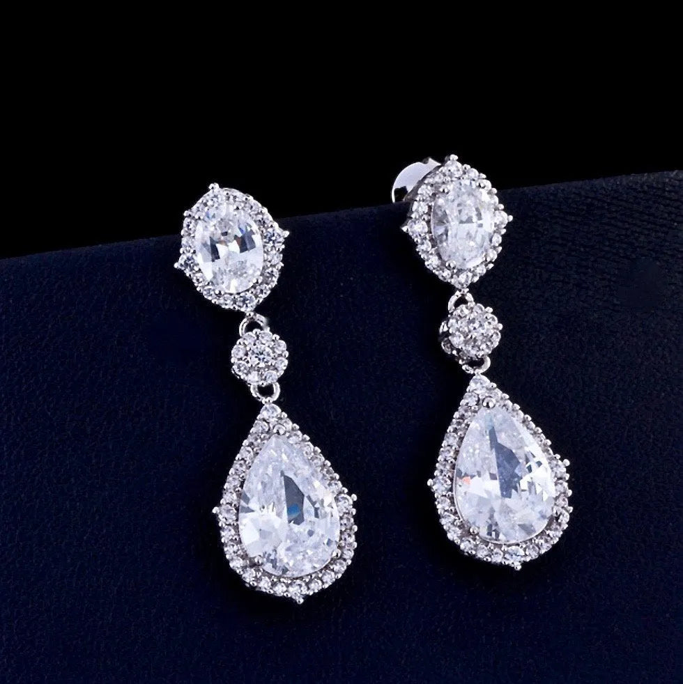 Wedding Jewelry - Cubic Zirconia Bridal Earrings - Available in Silver and Gold
