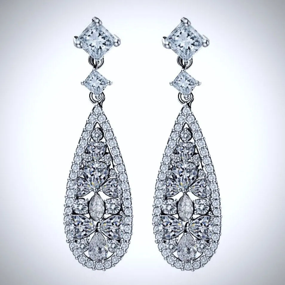"Raquel" - Cubic Zirconia Bridal Earrings