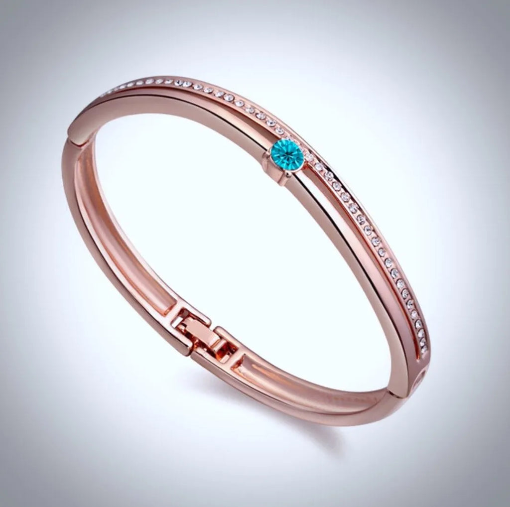 "Nicole" - Rose Gold and Cubic Zirconia Bracelet and Earrings Set