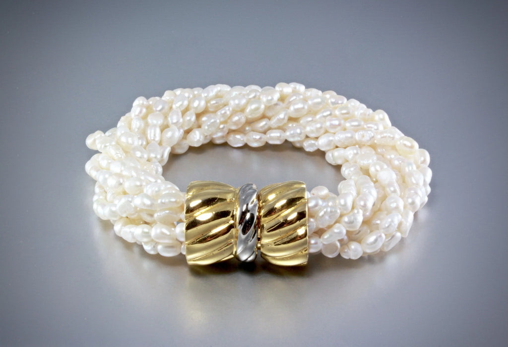 "London" - Multi-Strand Freshwater Pearl Bridal Bracelet  