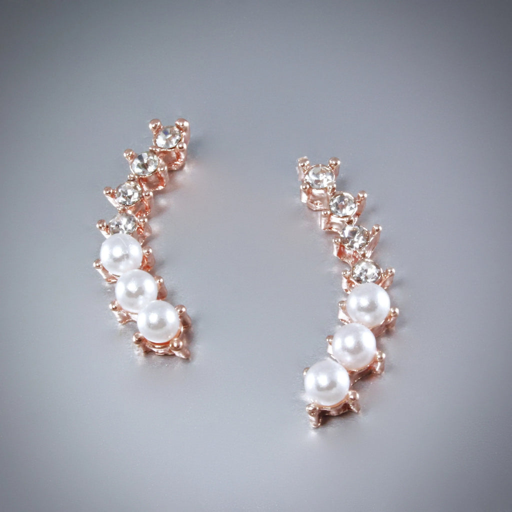 "Carly" - Pearl and Cubic Zirconia Bridal Earrings 