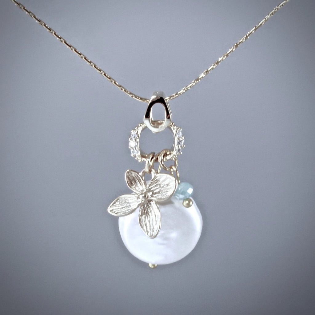 "Seaside" - Cultured Pearl and Chalcedony Necklace - Available in Gold and Silver