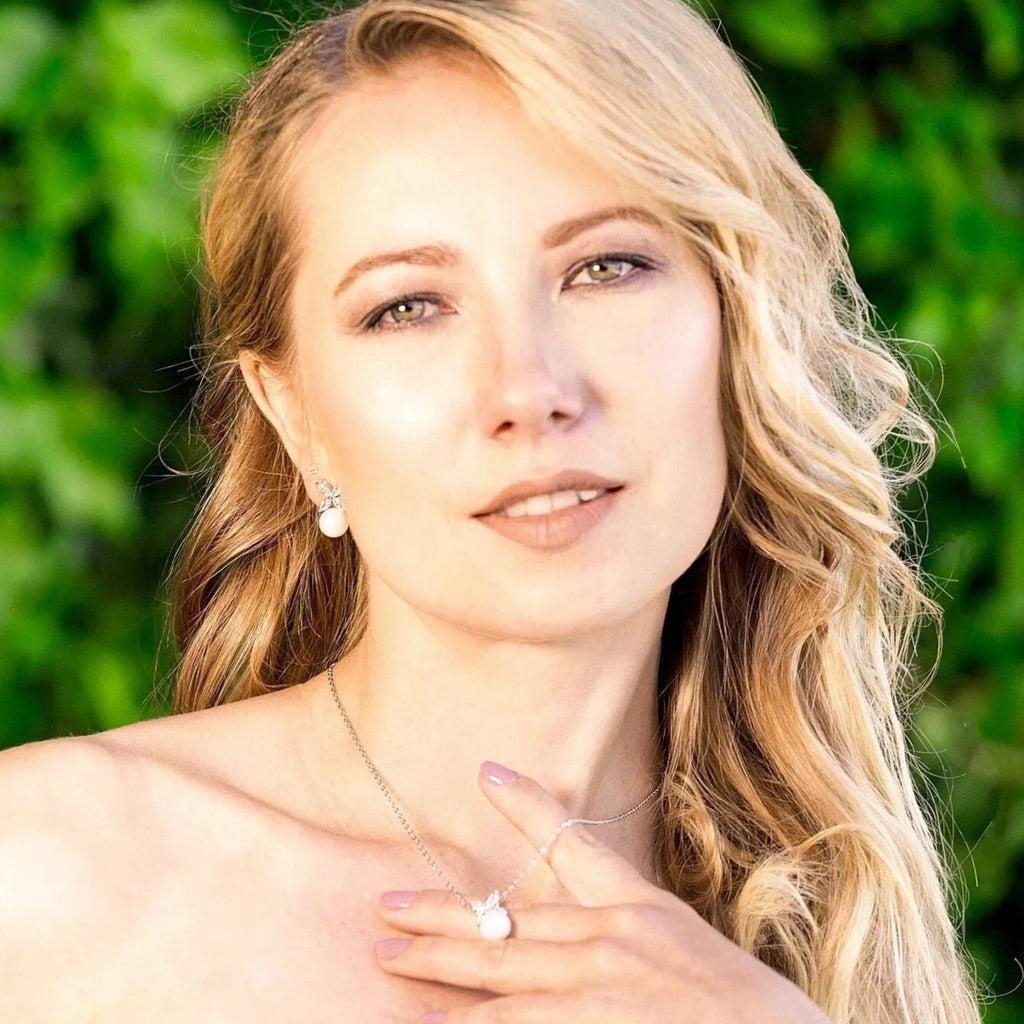 Pearl Wedding Jewelry  - Pearl and Cubic Zirconia Jewelry Set - Available in Rose Gold and Silver