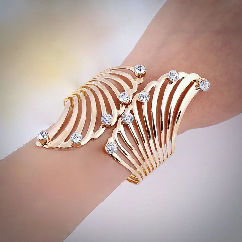 Bridal Jewelry - Cubic Zirconia Gold Cuff Bracelet