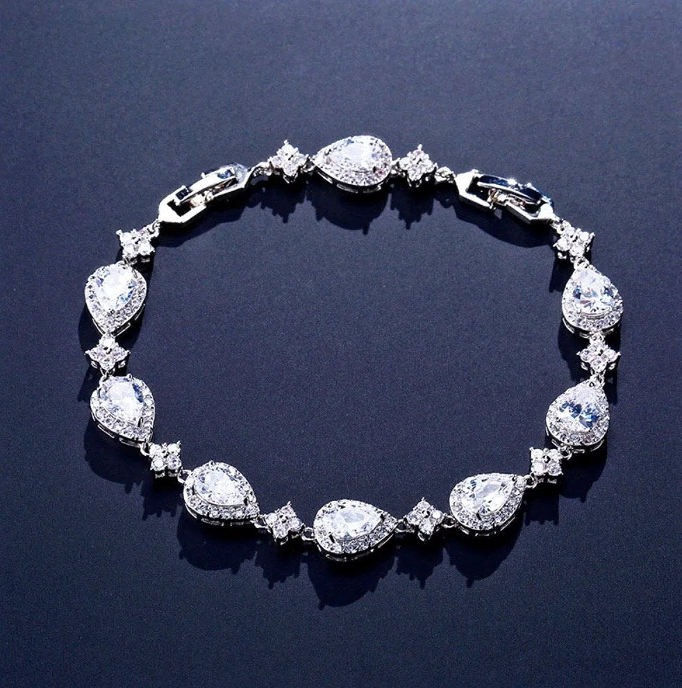 Wedding Jewelry - Cubic Zirconia Bridal Bracelet - Available in Silver, Rose Gold and Yellow Gold