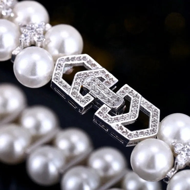 Pearl Wedding Jewelry - Pearl and Cubic Zirconia Bridal Bracelet