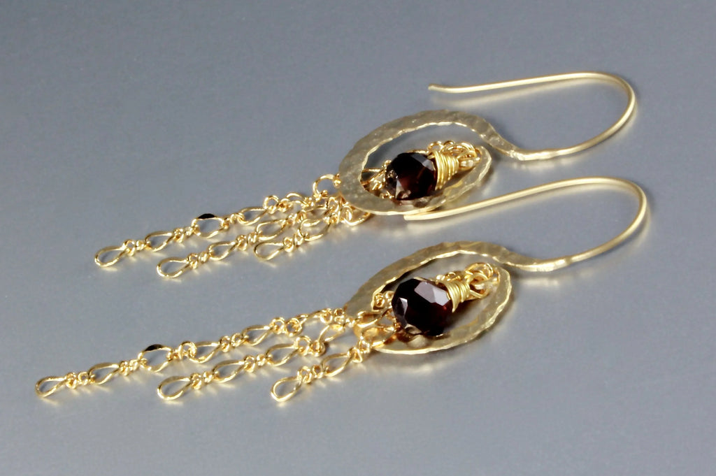 Wedding Jewelry - Garnet Bridal Earrings