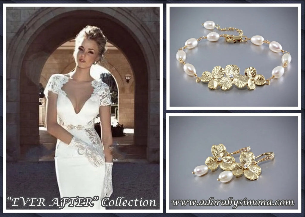 "Blush" - Pearl Bracelet/Earrings/Set - Available in Gold and Silver