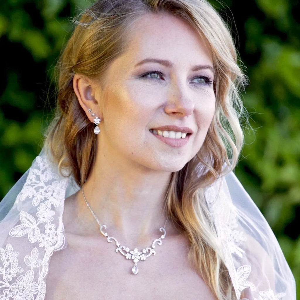 "Brooke" - Silver Cubic Zirconia Bridal Jewelry Set