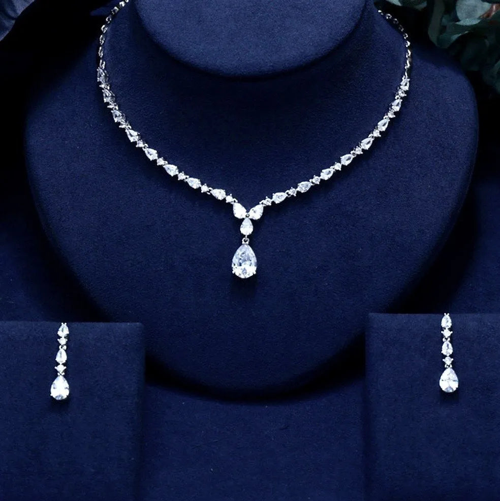 Wedding Jewelry - CZ Bridal Jewelry Set - Available in Silver, Rose Gold and Yellow Gold